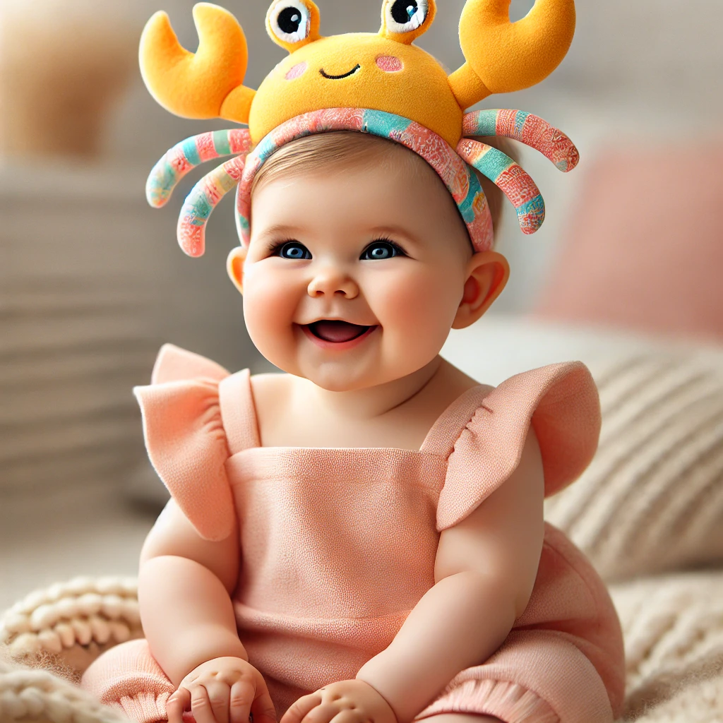 Crab-Themed Baby Headband with Plush Crab Toy
